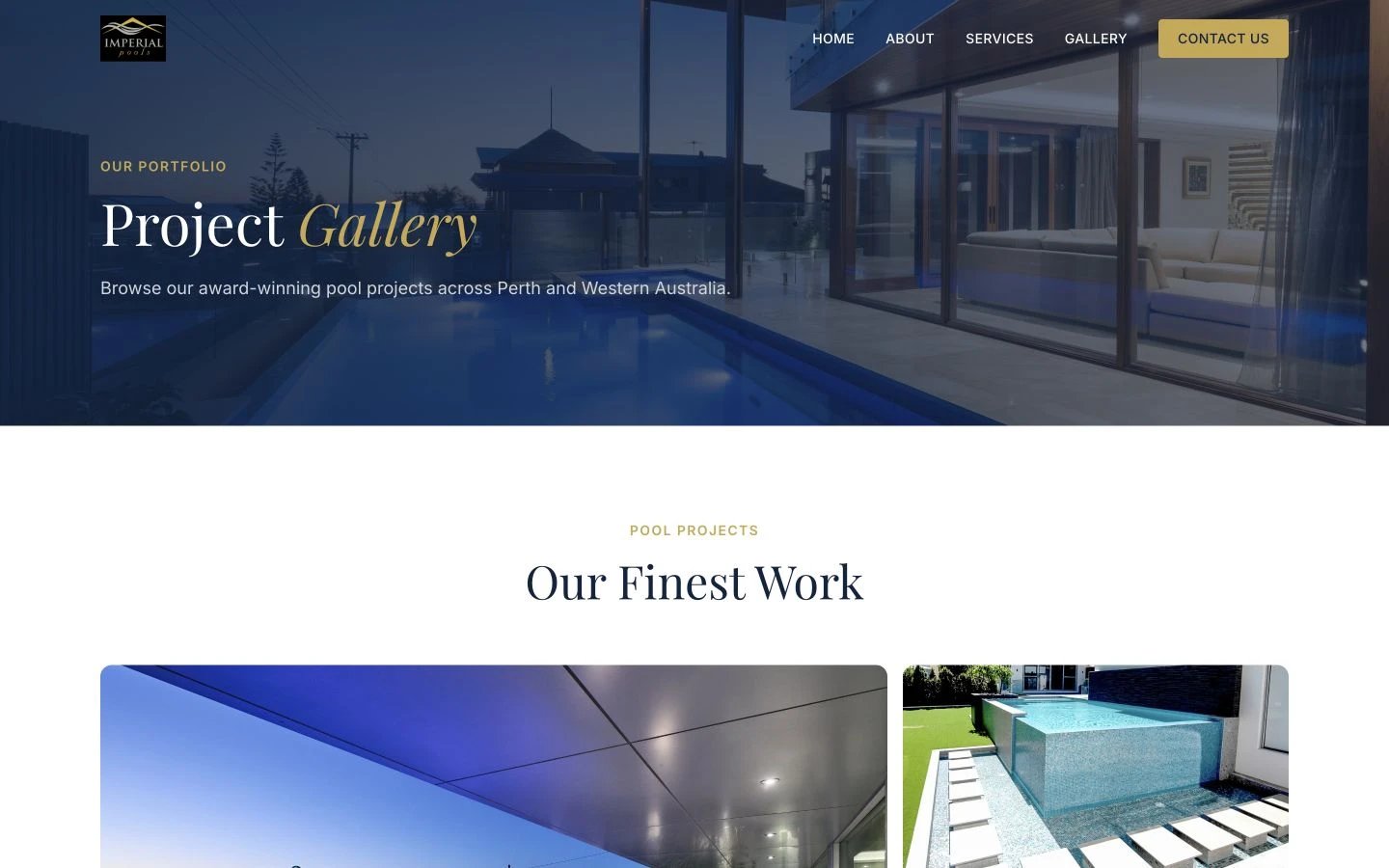 Imperial Pools: Gallery desktop layout
