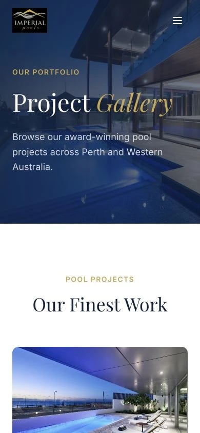 Imperial Pools: Gallery mobile layout