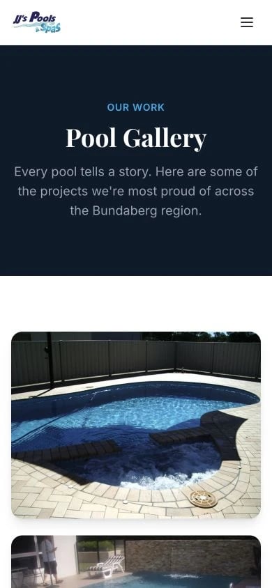 JJ's Pools & Spas: Gallery mobile layout