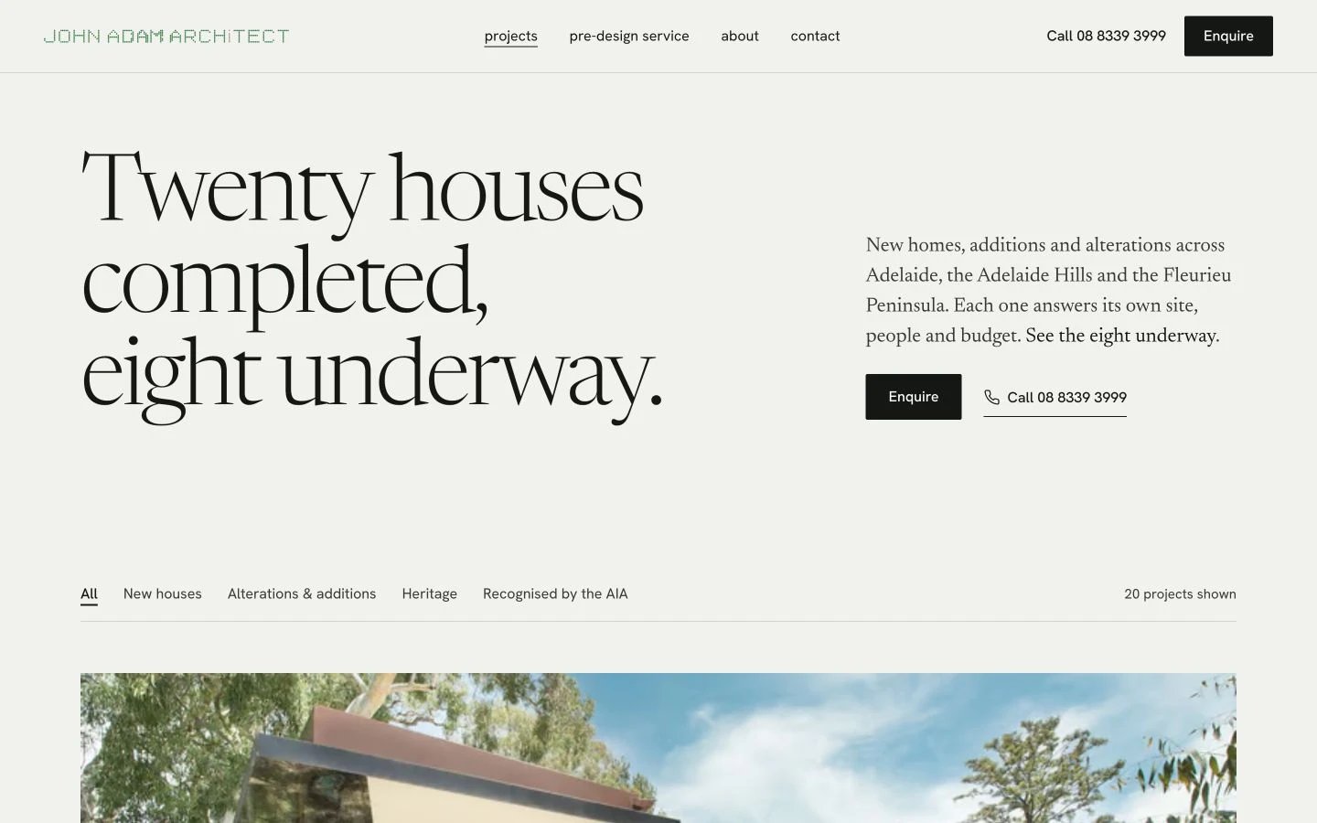 John Adam Architects: Projects desktop layout