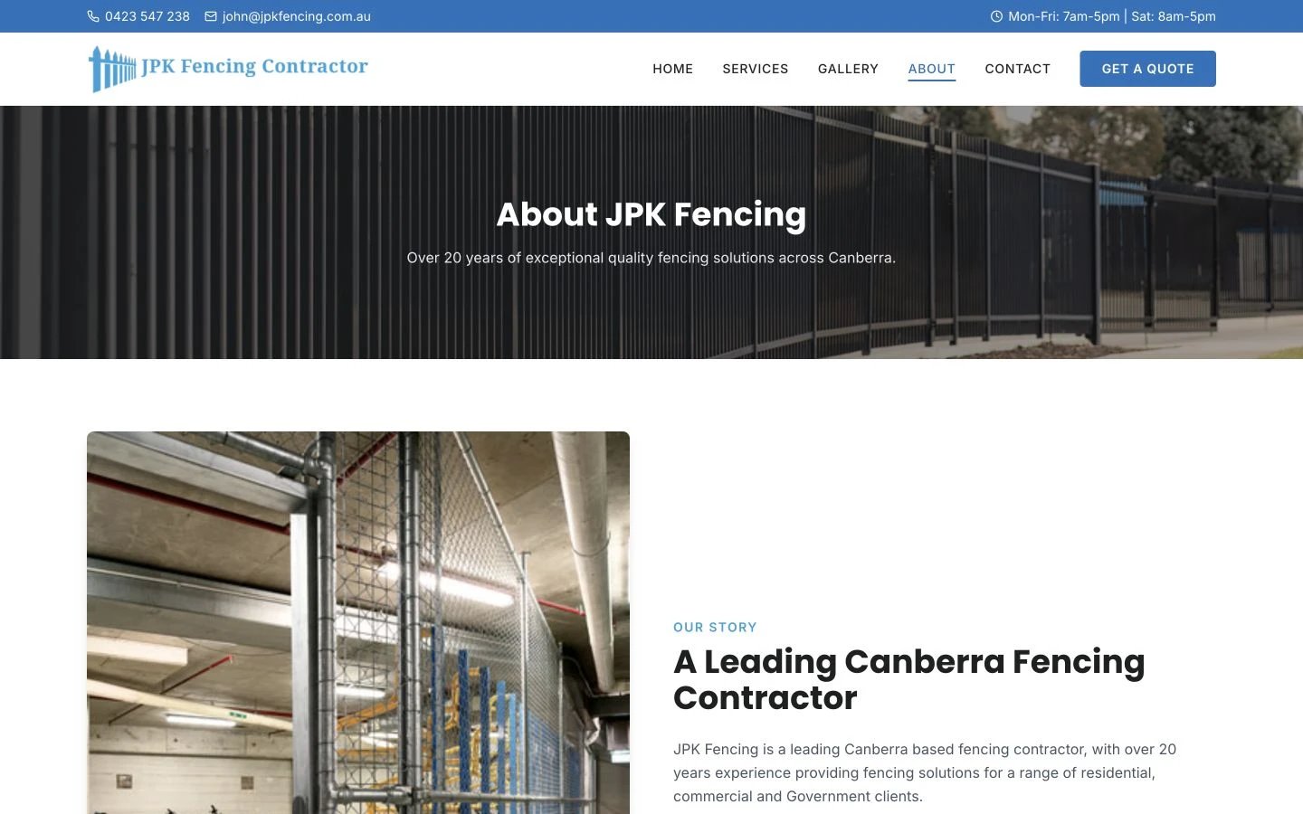 JPK Fencing: About design, showing “About JPK Fencing”