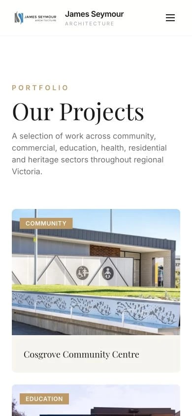 James Seymour Architecture: Projects mobile layout