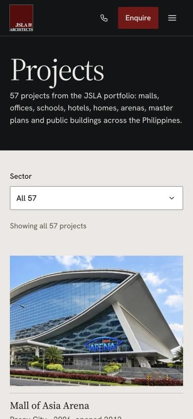 JSLA Architects: Projects mobile layout