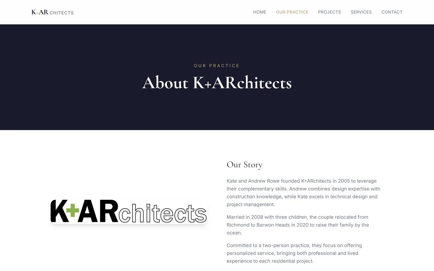 K+ARchitects: About design, showing “About K+ARchitects”
