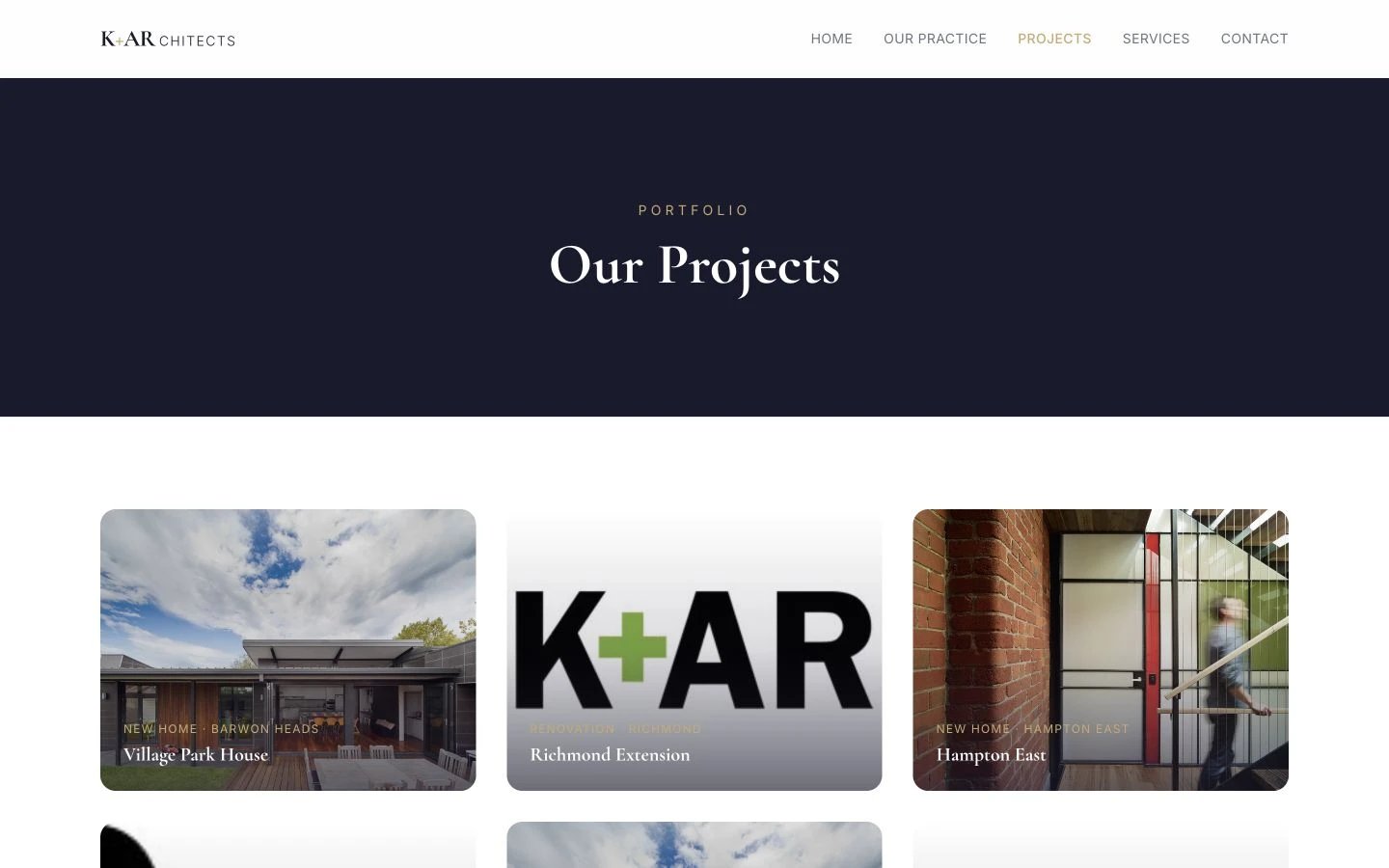 K+ARchitects: Projects desktop layout
