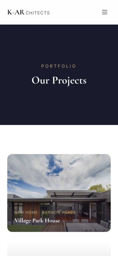 K+ARchitects: Projects mobile layout
