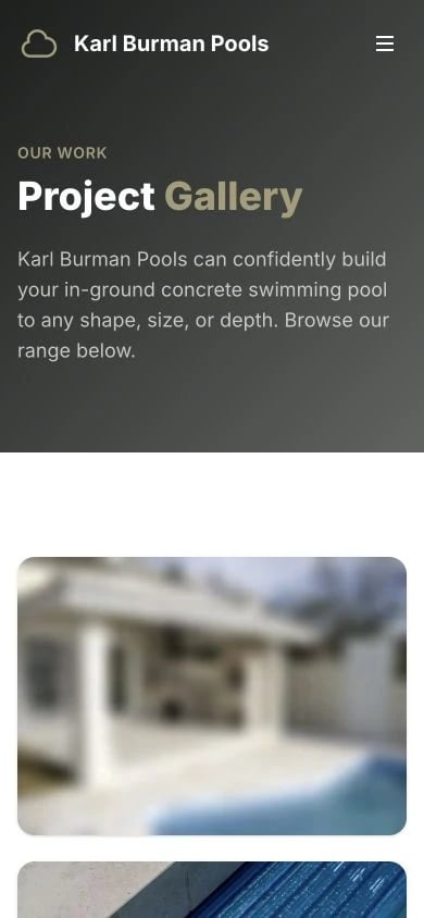 Karl Burman Pools: Projects mobile layout