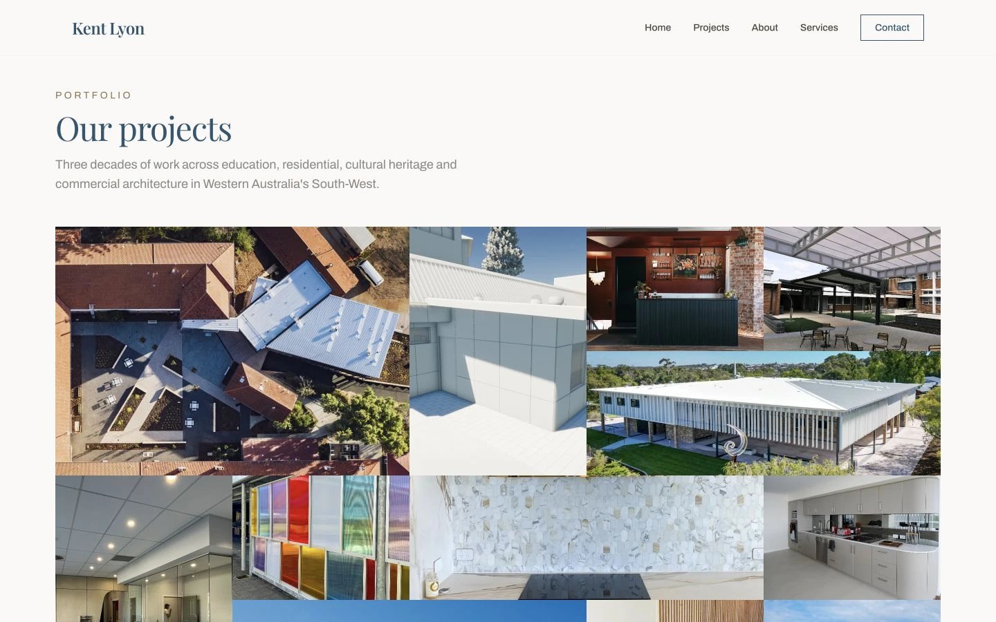 Kent Lyon Architect: Projects desktop layout