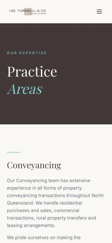 Lee Turnbull & Co: Practice Areas mobile layout