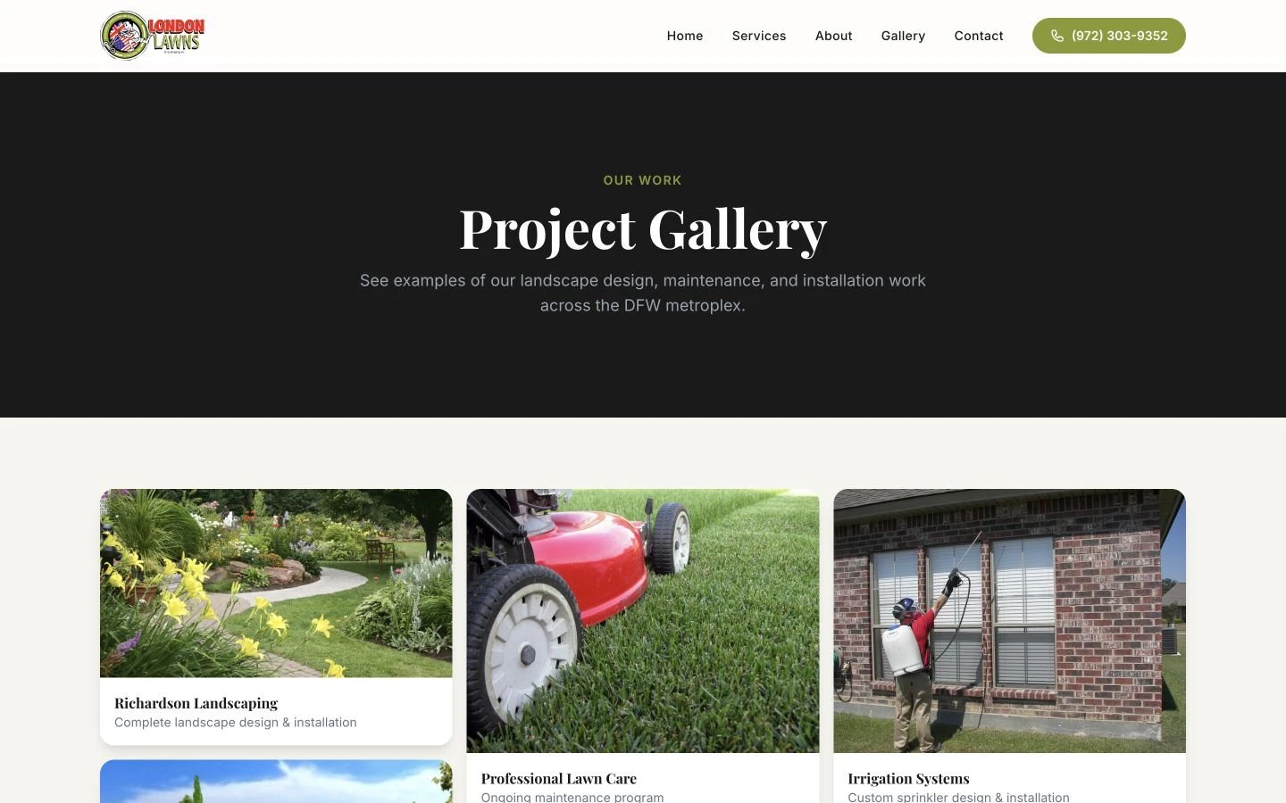 London Lawns & Landscaping: Gallery desktop layout