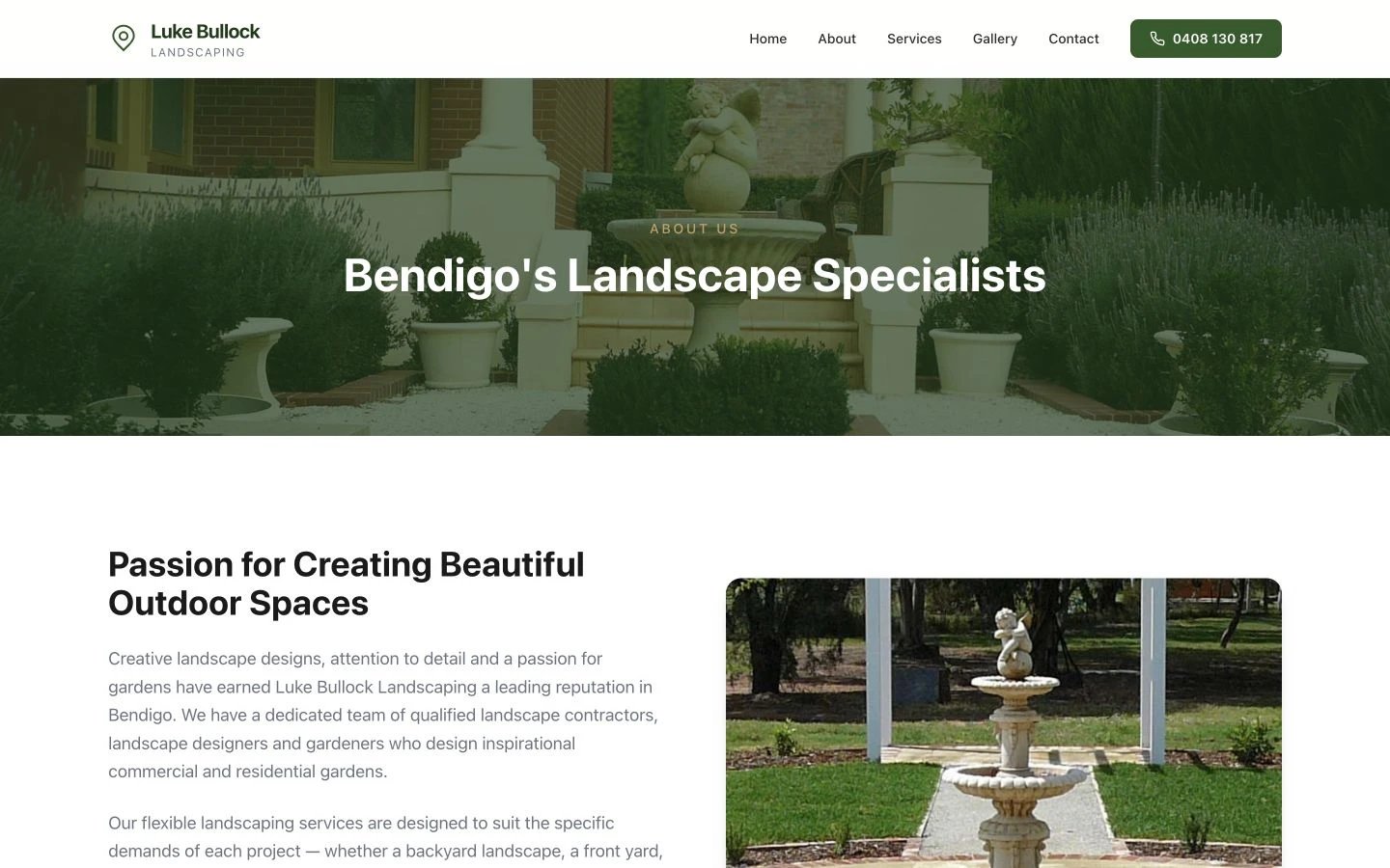 Luke Bullock Landscaping: About design, showing “Bendigo's Landscape Specialists”