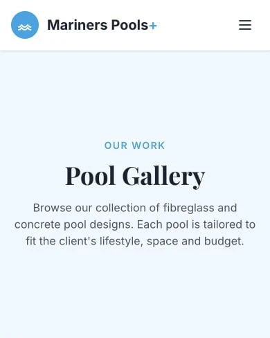 Mariners Pools Plus: Gallery mobile layout