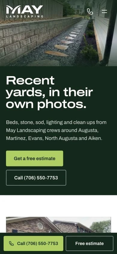 May Landscaping: Gallery mobile layout