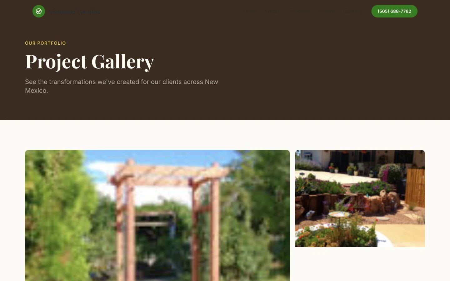 Mountain Paradise Landscaping: Gallery desktop layout