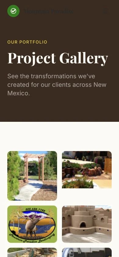 Mountain Paradise Landscaping: Gallery mobile layout