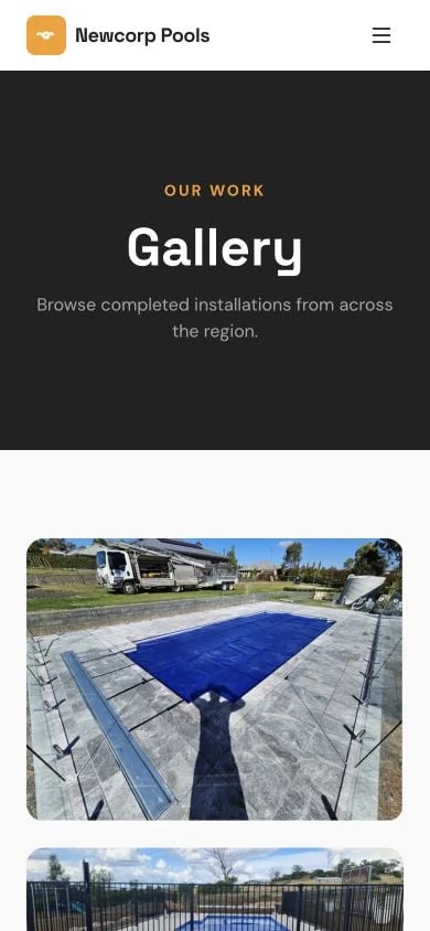 Newcorp Pools: Gallery mobile layout