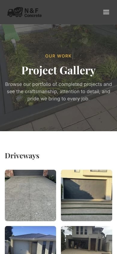 N & F Concrete Specialists: Gallery mobile layout