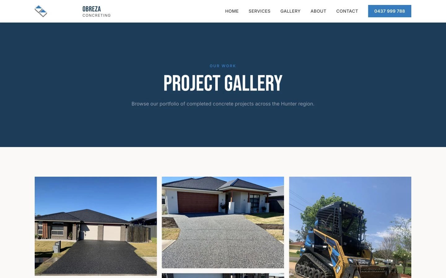OBreza Concreting: Gallery desktop layout