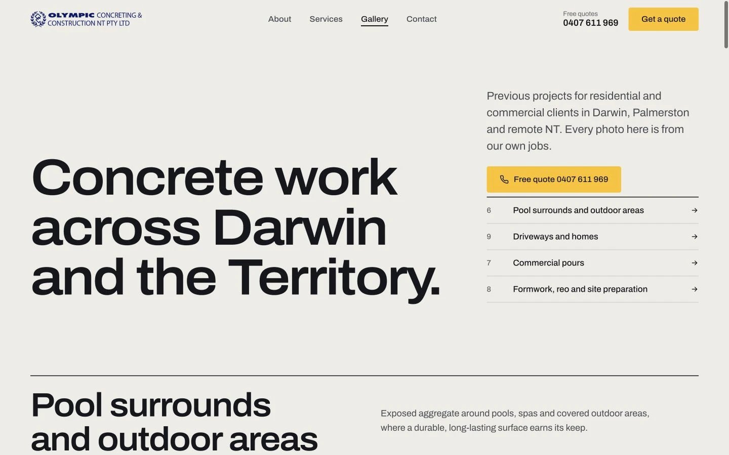 Olympic Concreting & Construction: Gallery desktop layout