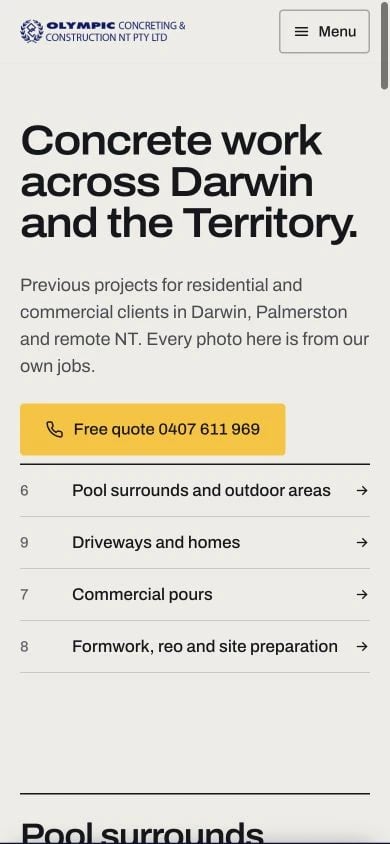 Olympic Concreting & Construction: Gallery mobile layout