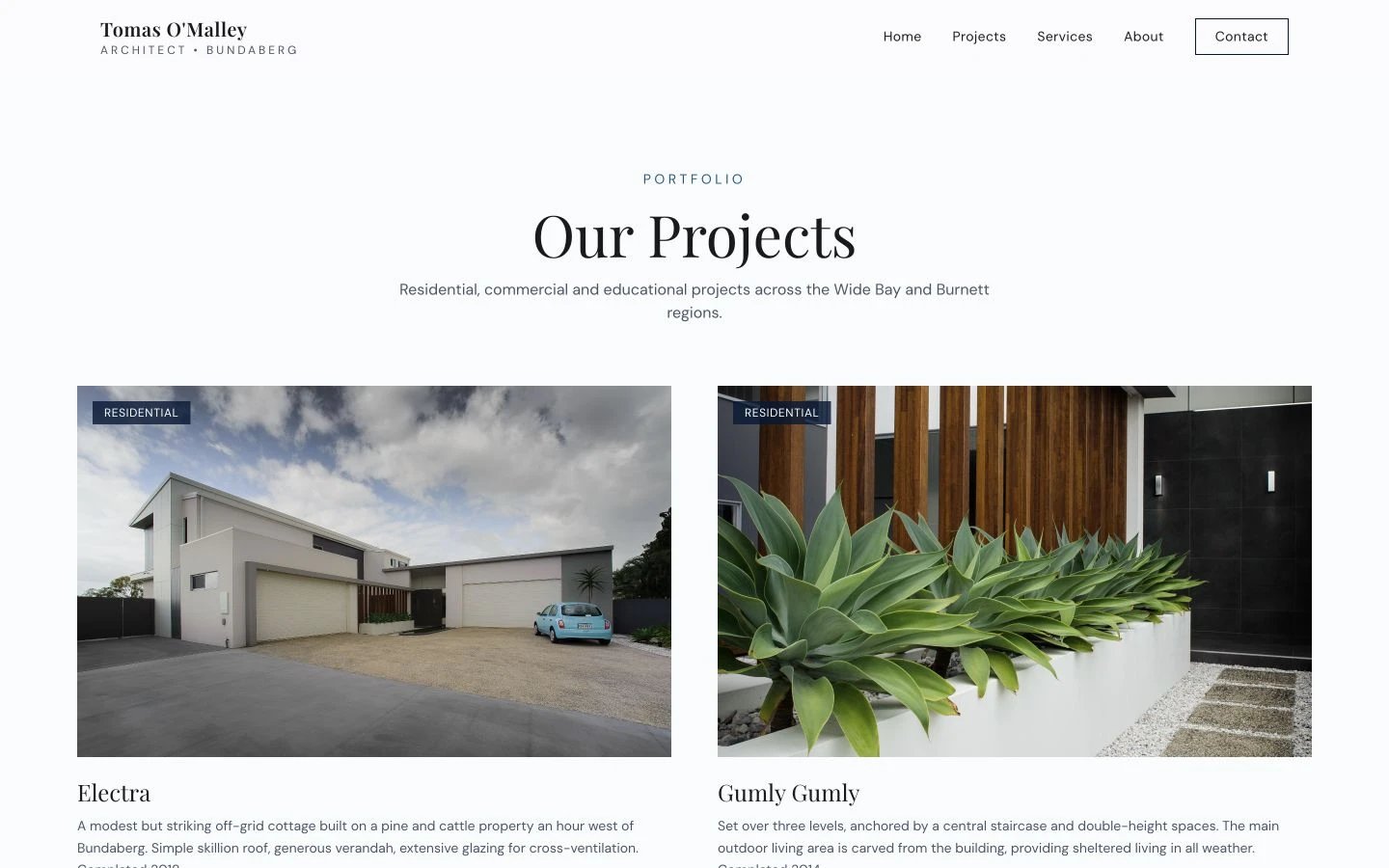 Tomas O'Malley Architect: Projects desktop layout
