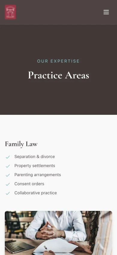 Payne Butler Lang: Practice Areas mobile layout