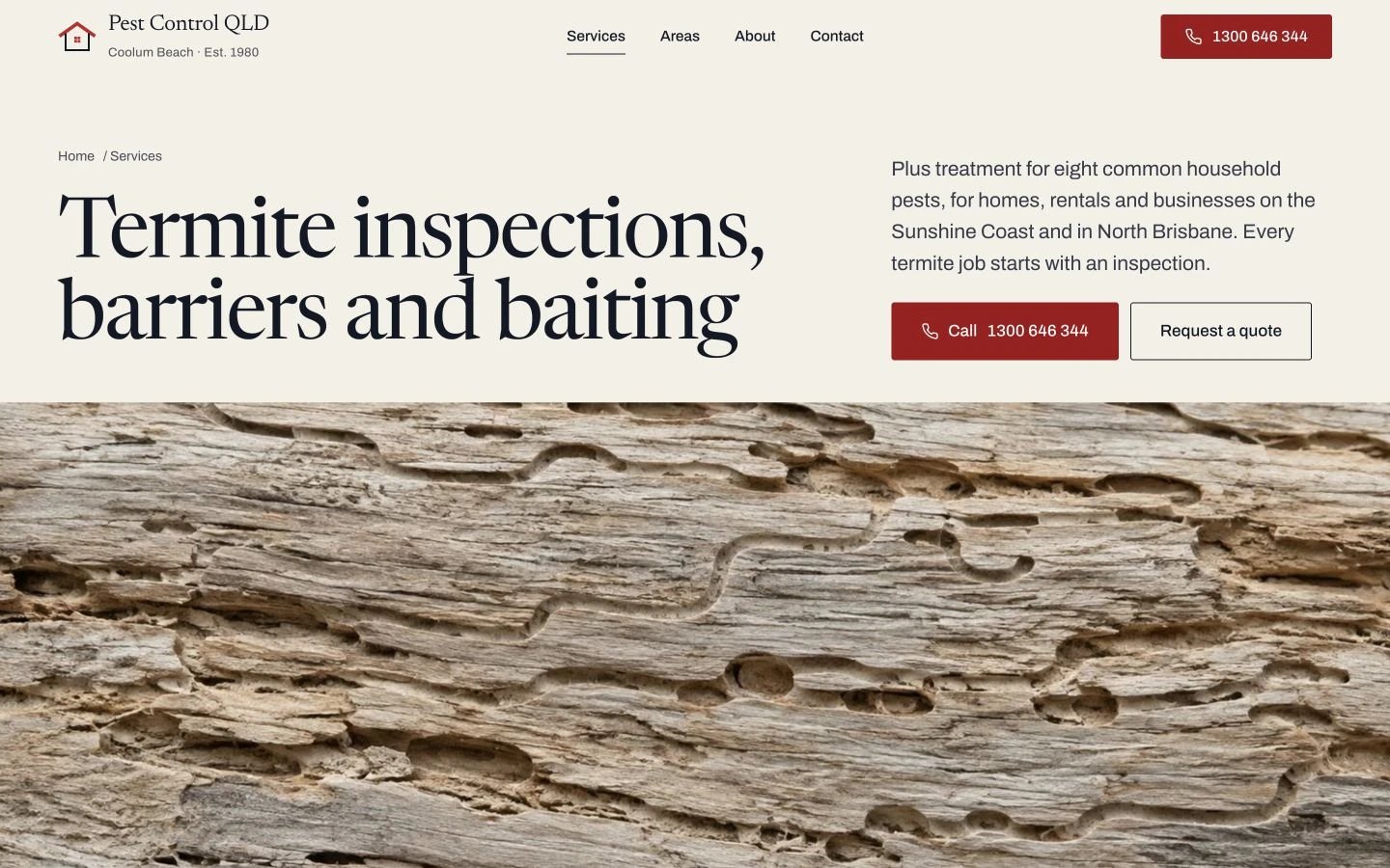 Pest Control QLD: Services desktop layout