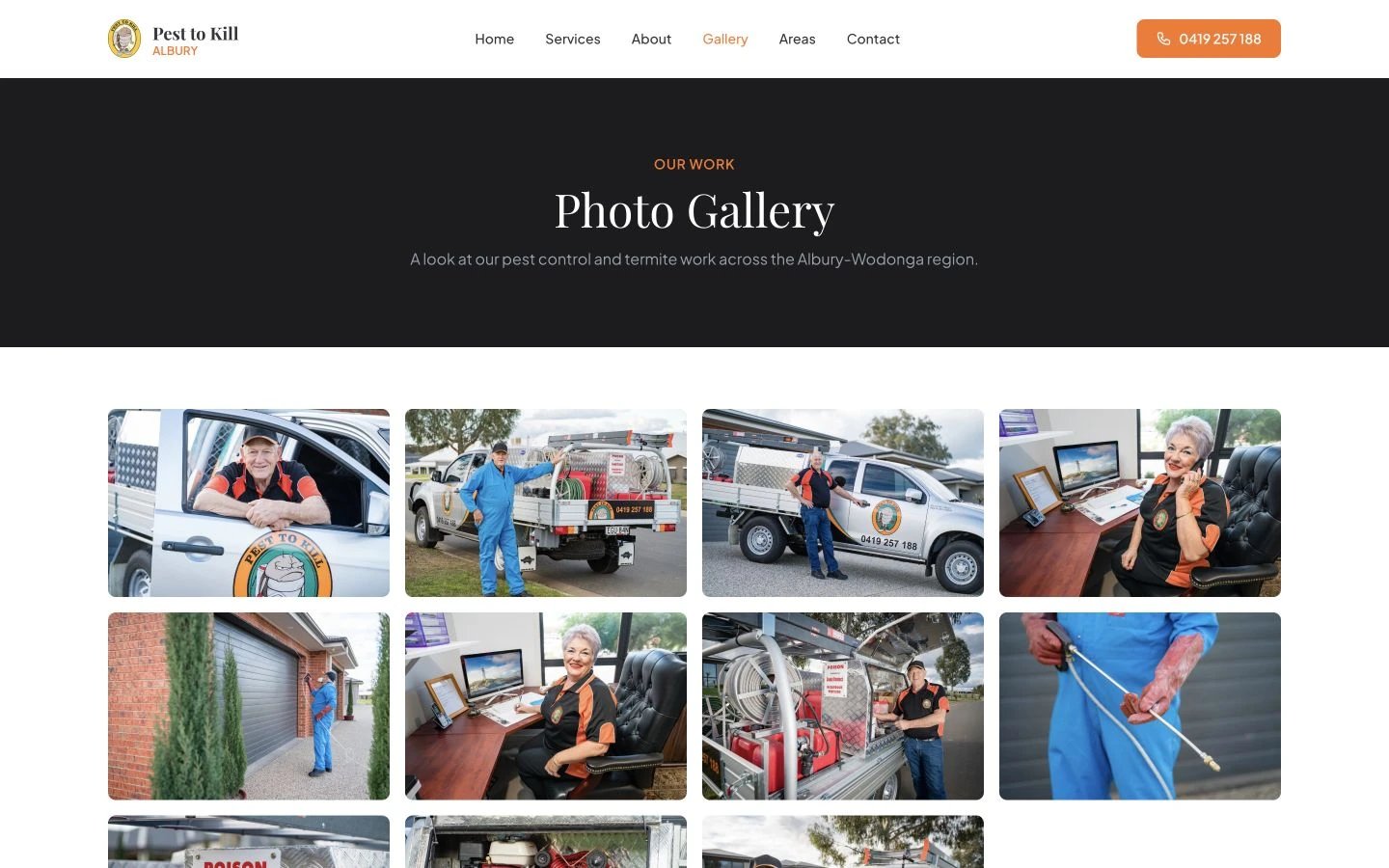 Pest to Kill Albury: Gallery desktop layout