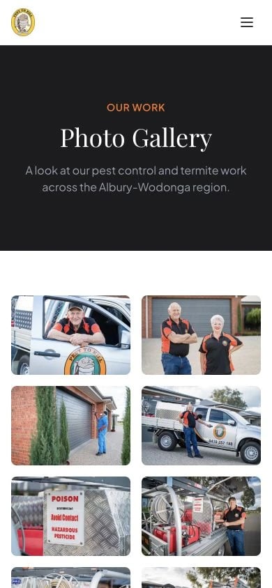 Pest to Kill Albury: Gallery mobile layout