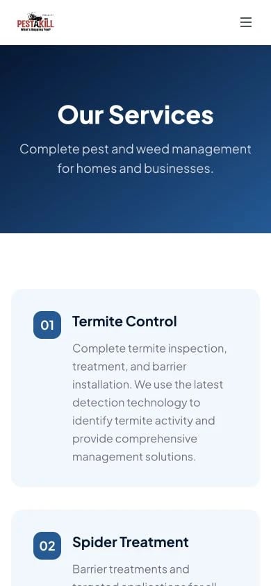Pest-A-Kill WA: Services mobile layout