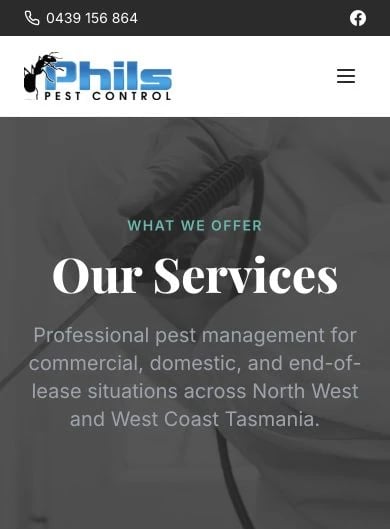 Phil's Pest Control: Services mobile layout