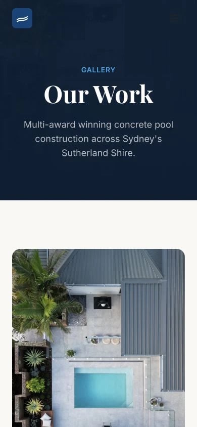 Pinnacle Pools: Gallery mobile layout