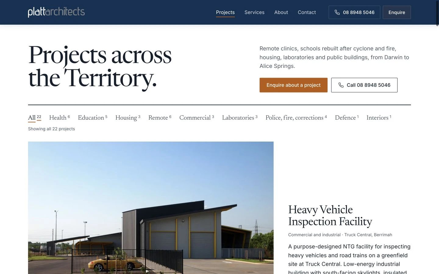 Platt Architects: Projects desktop layout