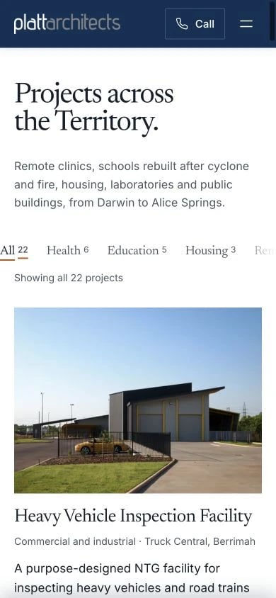 Platt Architects: Projects mobile layout