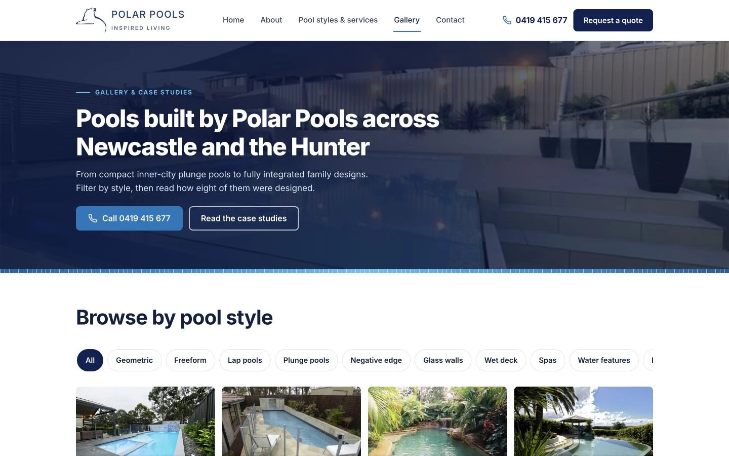 Polar Pools: Gallery desktop layout