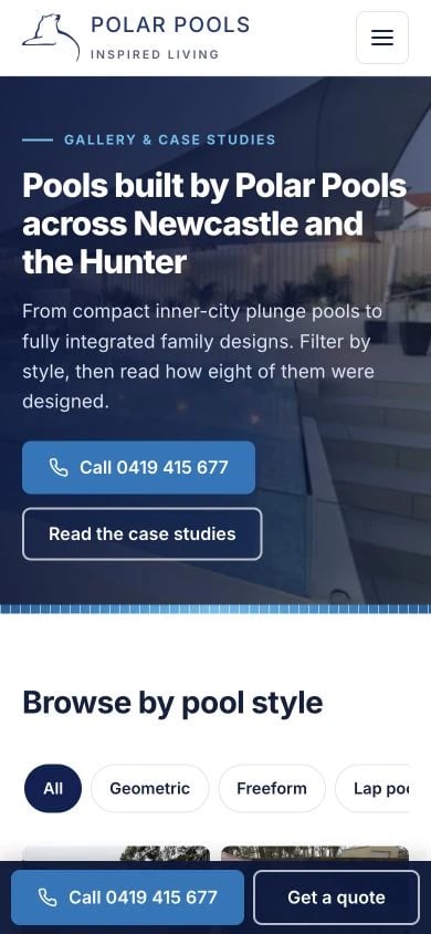 Polar Pools: Gallery mobile layout