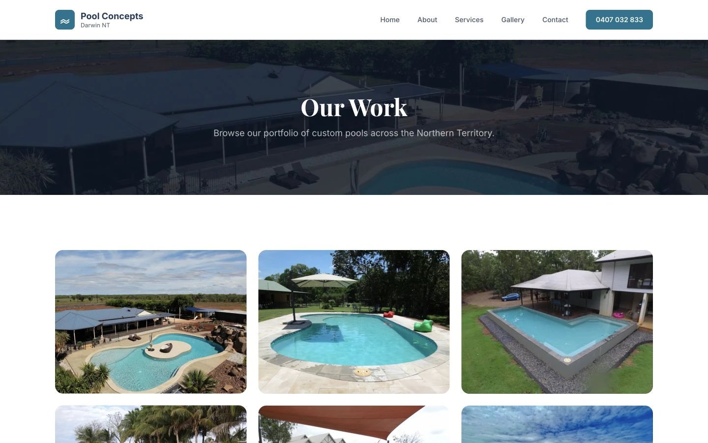 Pool Concepts: Gallery desktop layout