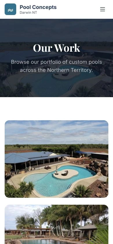 Pool Concepts: Gallery mobile layout