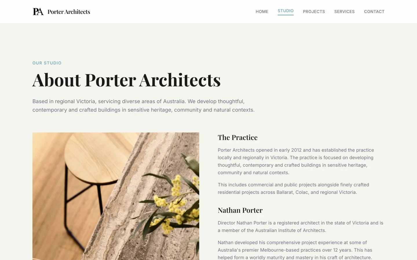 Porter Architects: About design, showing “About Porter Architects”