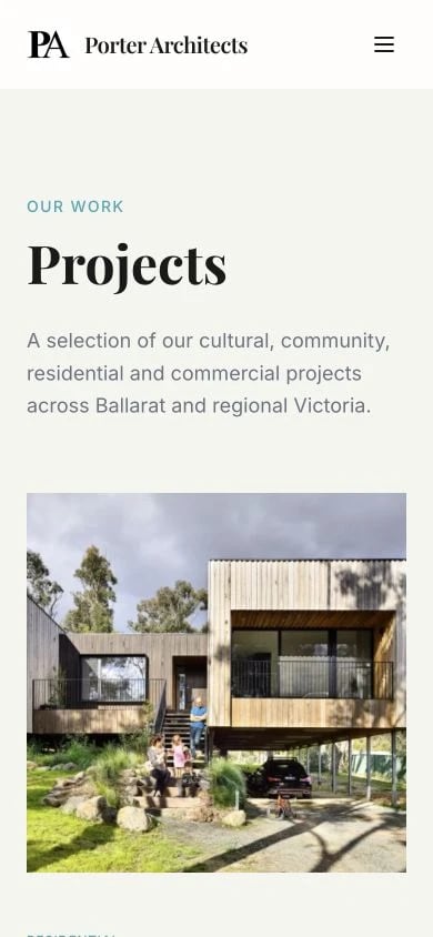 Porter Architects: Projects mobile layout
