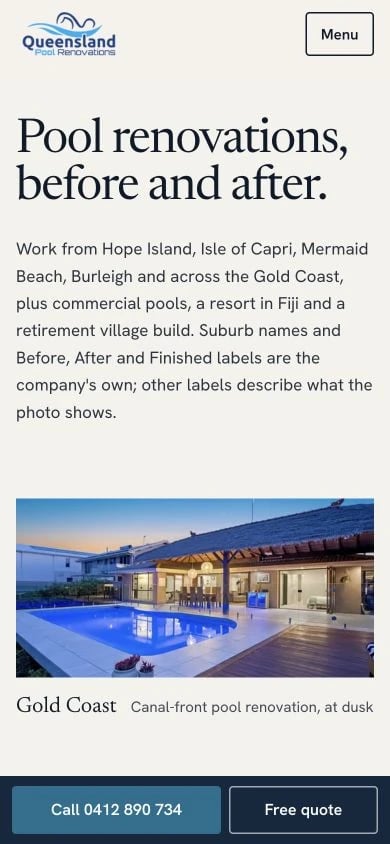 Queensland Pool Renovations: Gallery mobile layout
