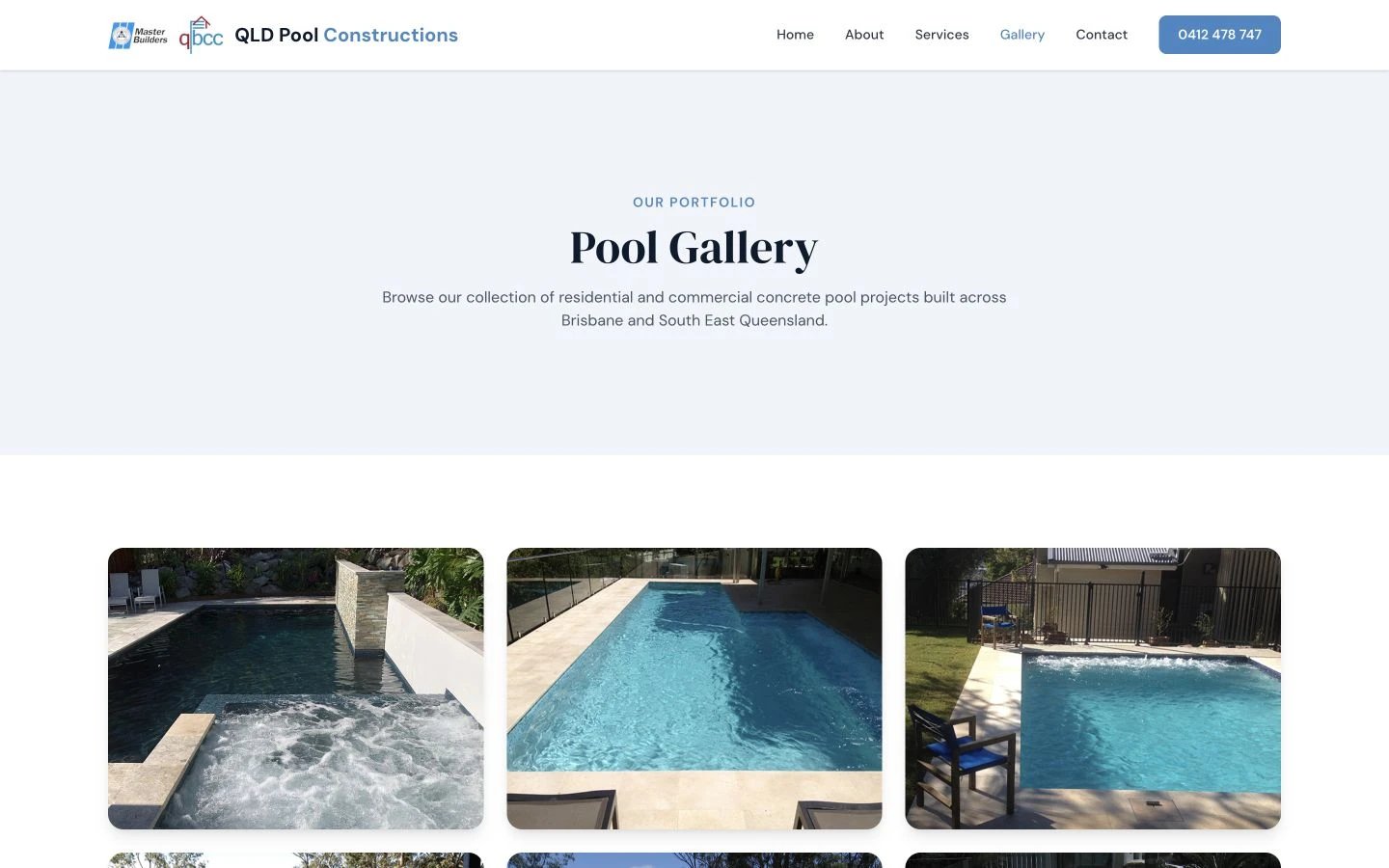 QLD Pool Constructions: Gallery desktop layout