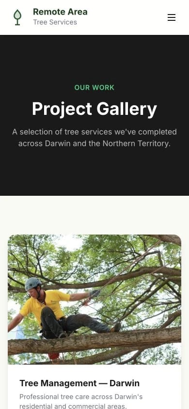 Remote Area Tree Services: Gallery mobile layout
