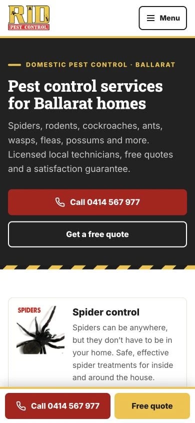 RID Pest Control: Services mobile layout