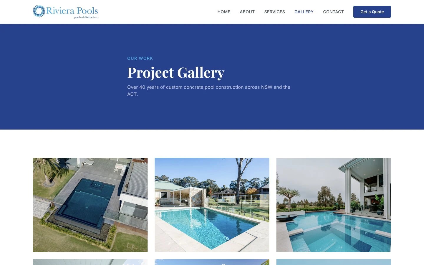 Riviera Pools: Gallery desktop layout