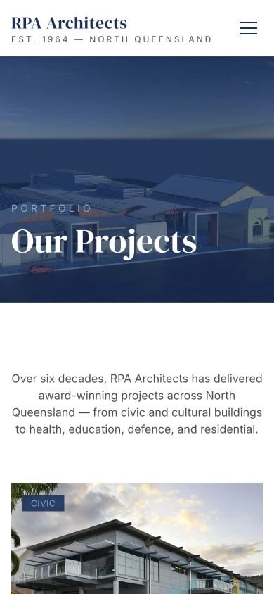 RPA Architects: Projects mobile layout