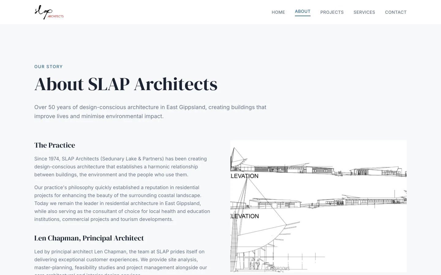 SLAP Architects: About design, showing “About SLAP Architects”