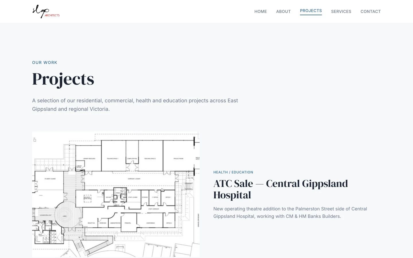 SLAP Architects: Projects desktop layout