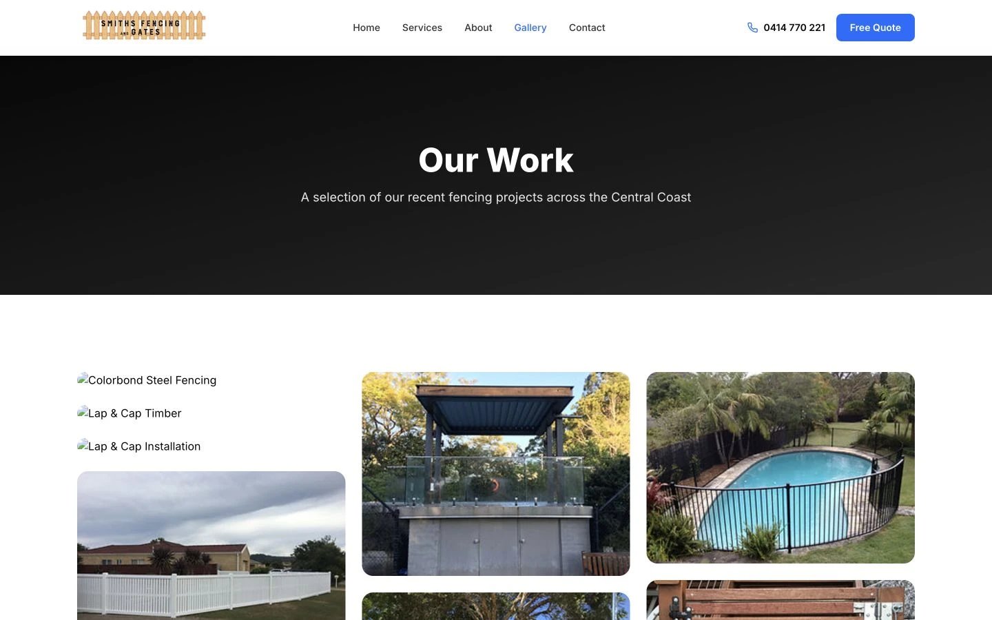 Smiths Fencing and Gates: Gallery desktop layout