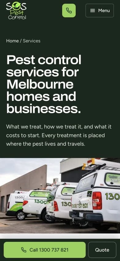 SOS Pest Control: Services mobile layout